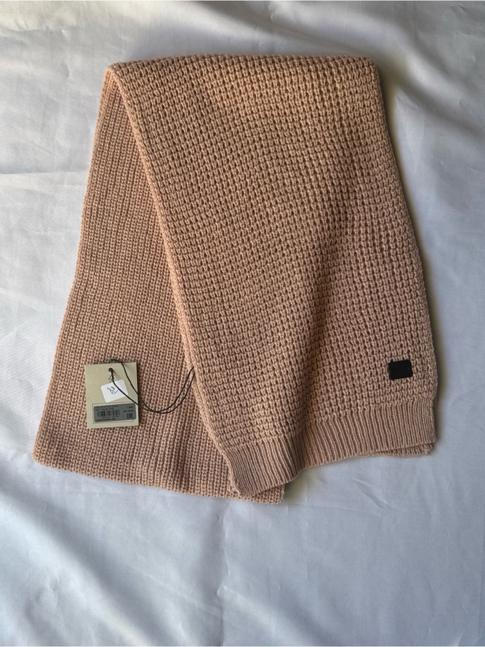 AllSaints Angled Stitch Scarf Misty Rose Pink Wool Blend NWT